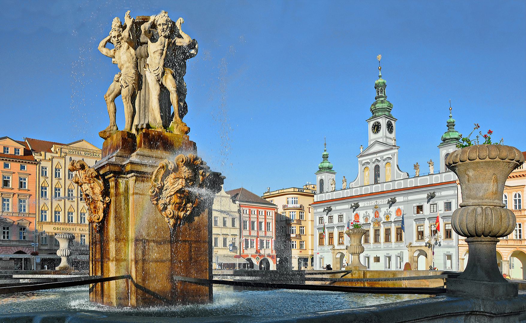 TSCHECHIEN - Marktplatz Budweis - Samsonbrunnen und ...