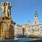 TSCHECHIEN - Marktplatz Budweis - Samsonbrunnen und Rathaus 