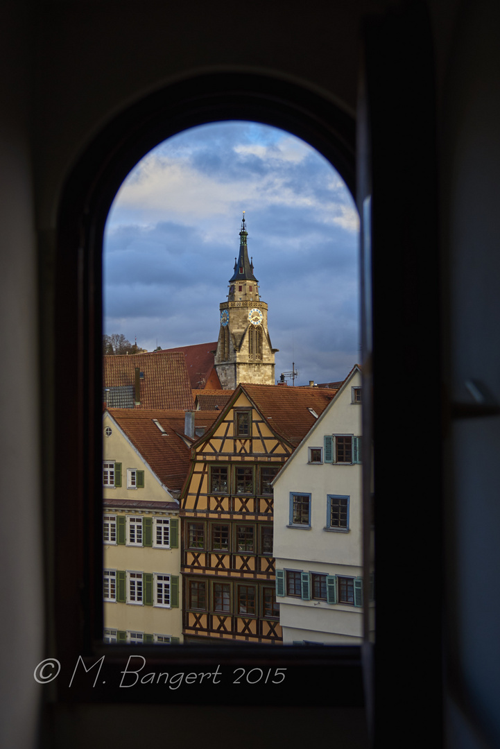 Tübinger Rathaus - Blick aus einem Dachfenster