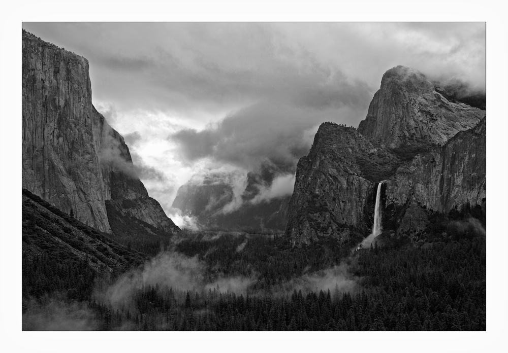 Tunnel View Misty Morning Black & White