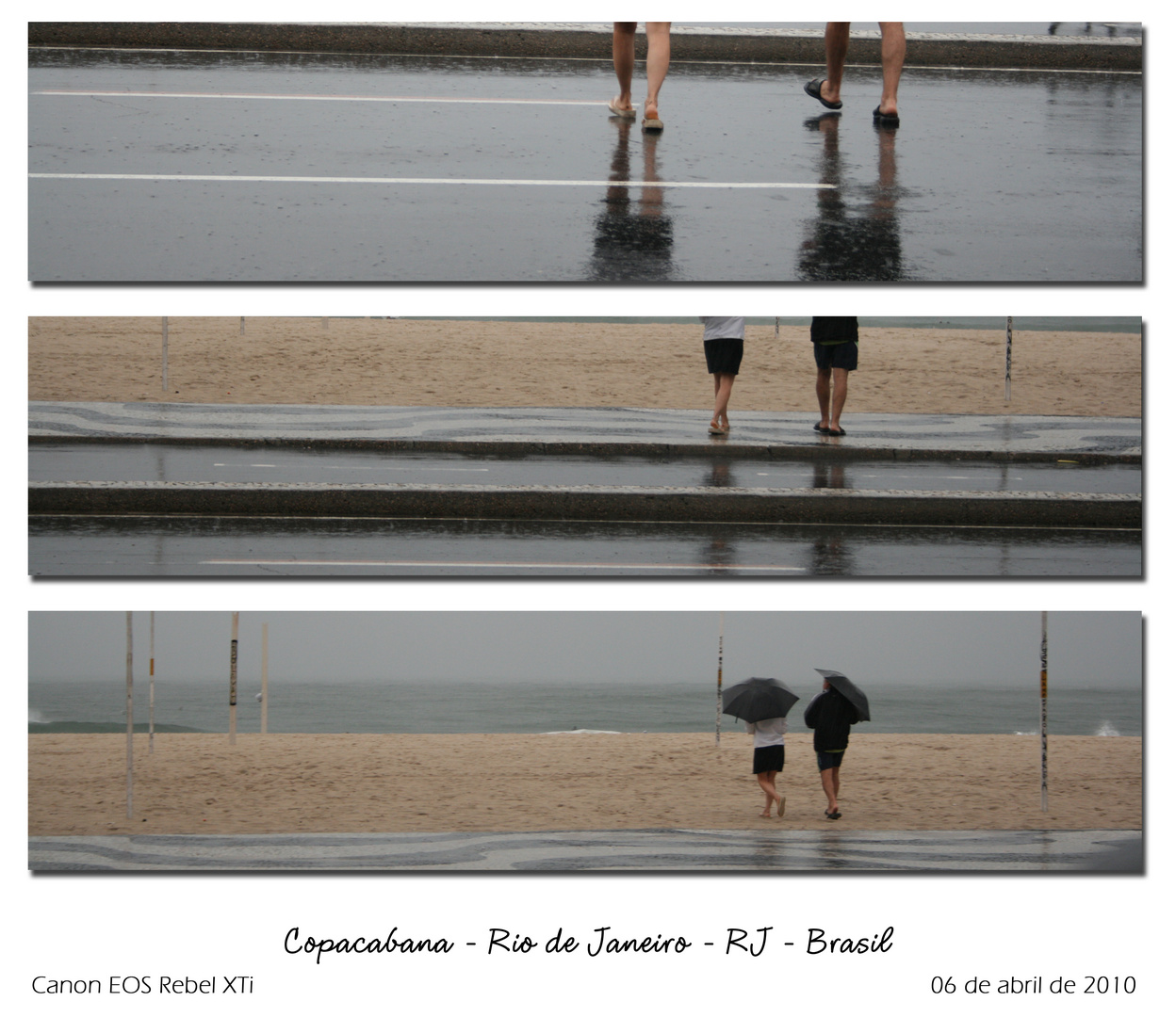 Turistas em Copacabana. Chuvas no Rio de Janeiro.