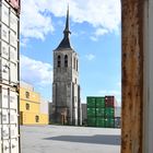 Turm der Sint-Laurentiuskirche Wilmarsdonk- Antwerpen hafen (B)