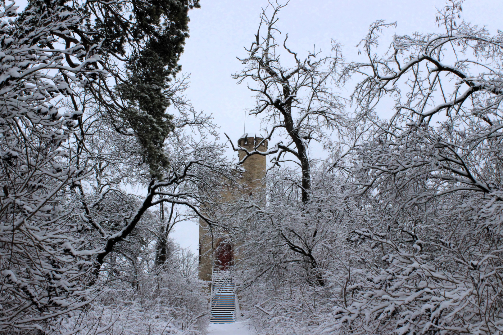 Turm im verschneiten Wald ...