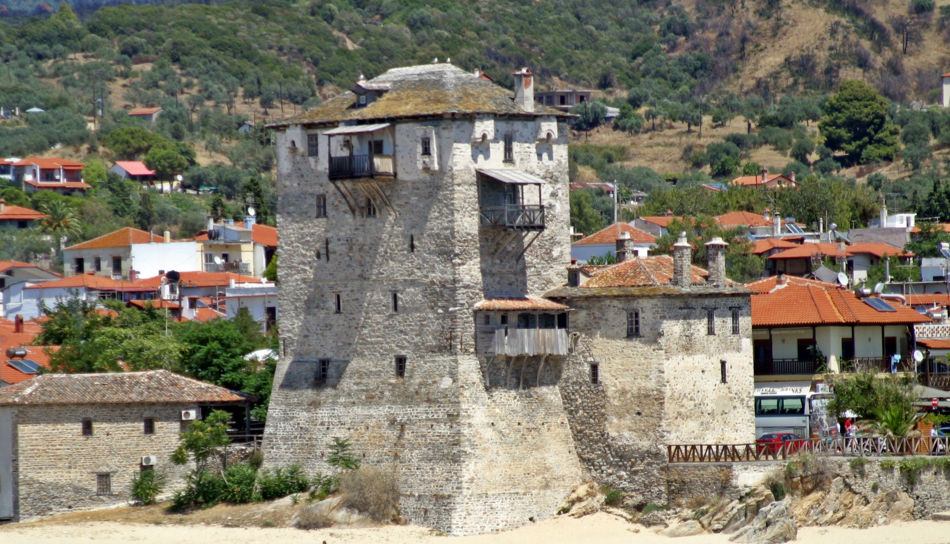 Turm in Ouranoupoli, Halbinsel Athos, Berg Athos, Chalkidiki, Griechenland