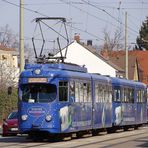 Tw 1015 + Bw 1055 der RNV auf Fahrschulfahrt in Ludwigshafen-Oggersheim