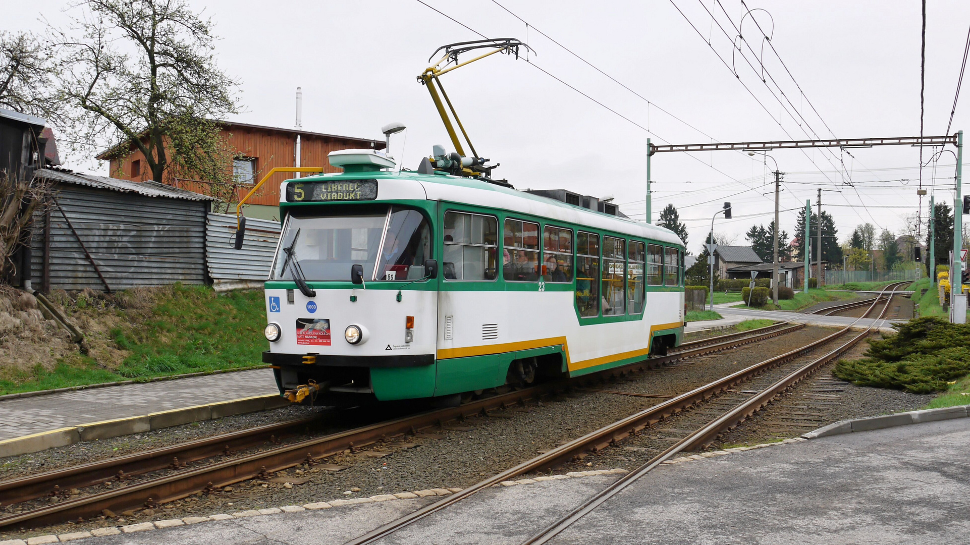 Tw 23 auf der Überlandstrecke Liberec - Jablonec nad Nisou