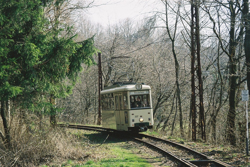 Tw 337 auf der Tram Museumsstrecke in Wuppertal Kohlfurt