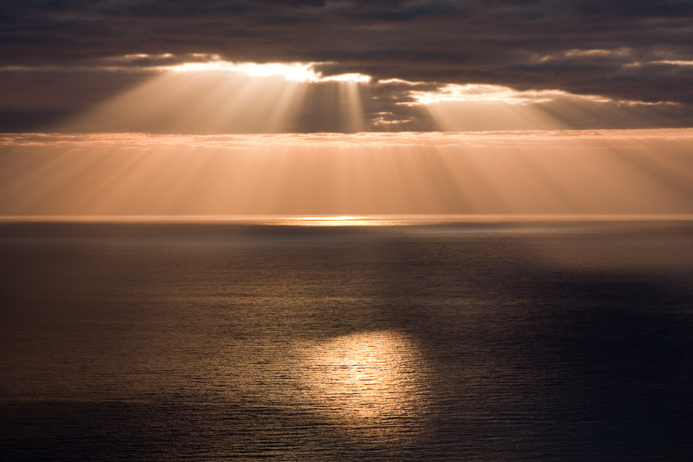 Twilight above the Atlantic Ocean.