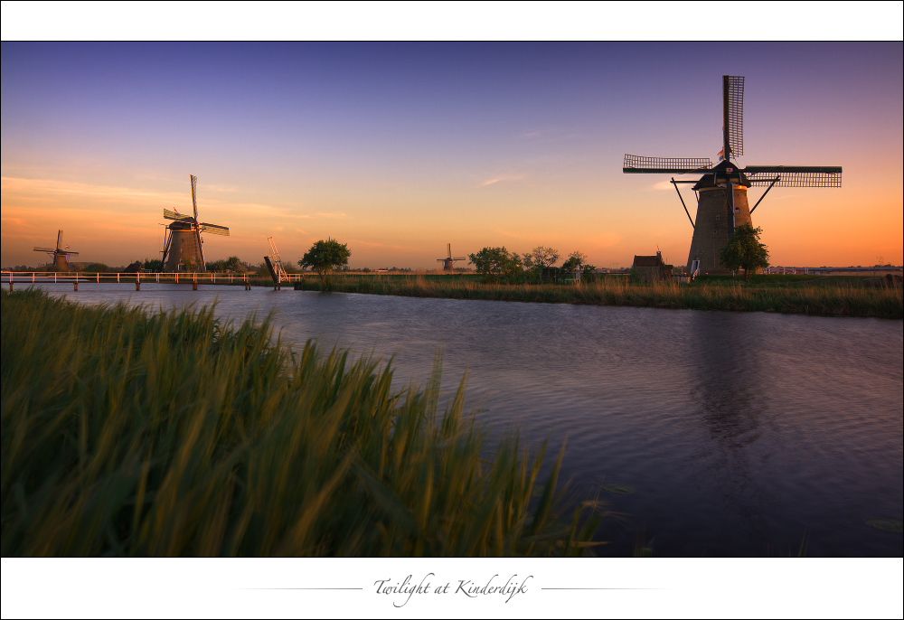 Twilight at Kinderdijk