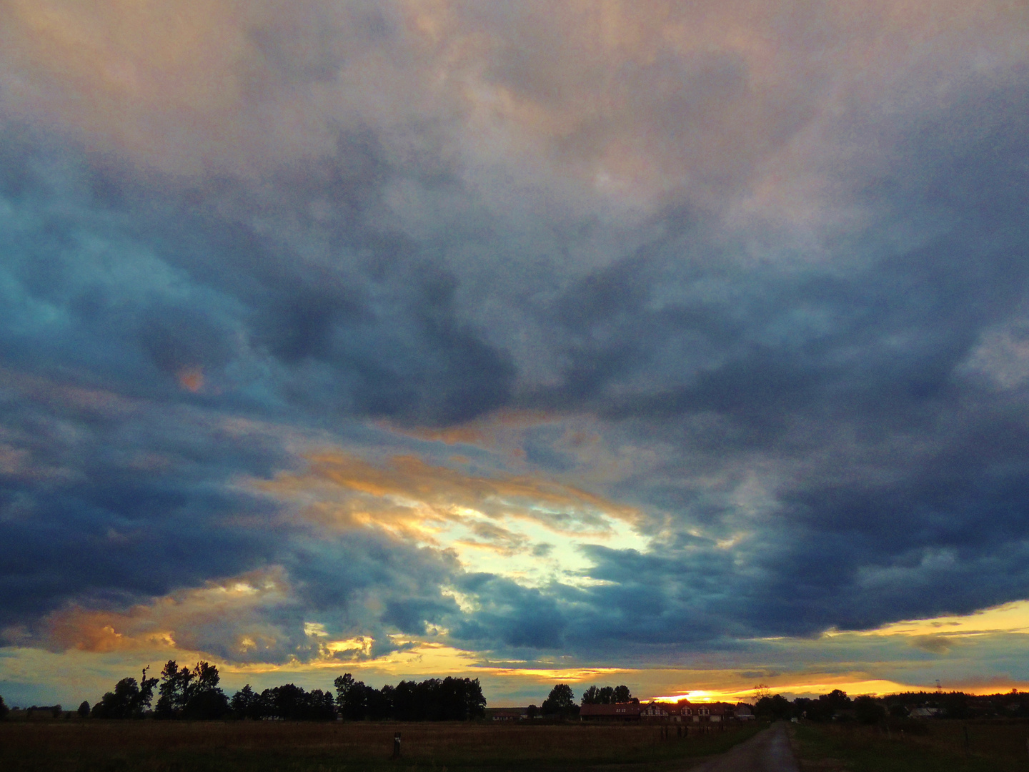 Twilight behind the village