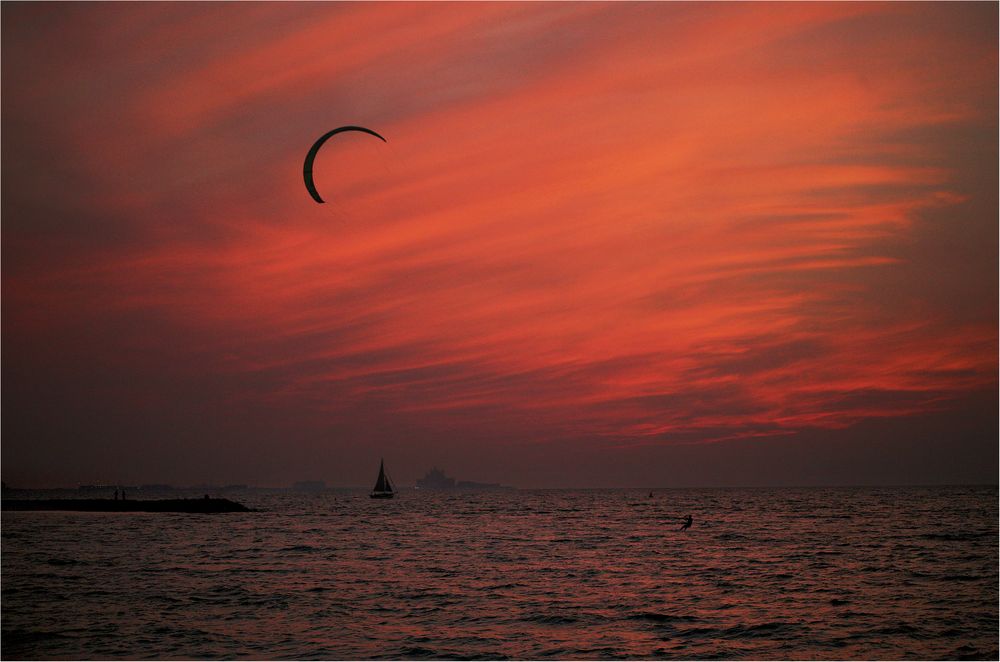 Twilight Kite surfing..