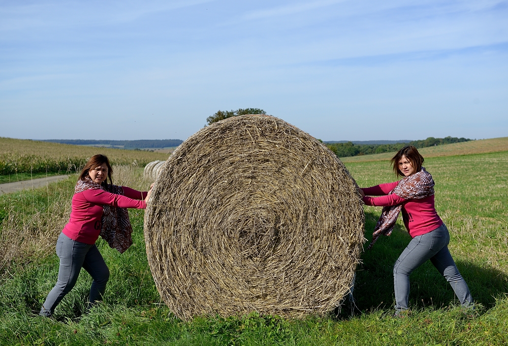 Twins bei der Feldarbeit