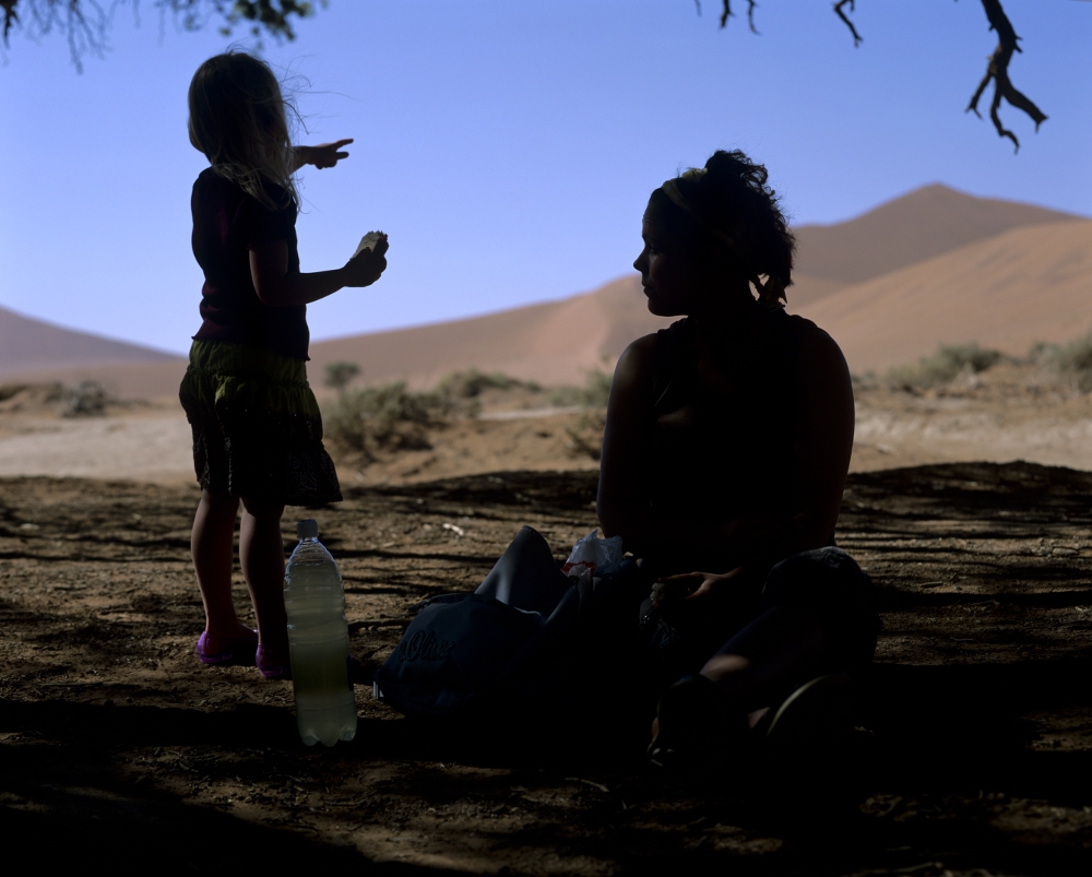 ...two beautiful girls in the african dessert...