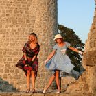 Two graces at the ruins