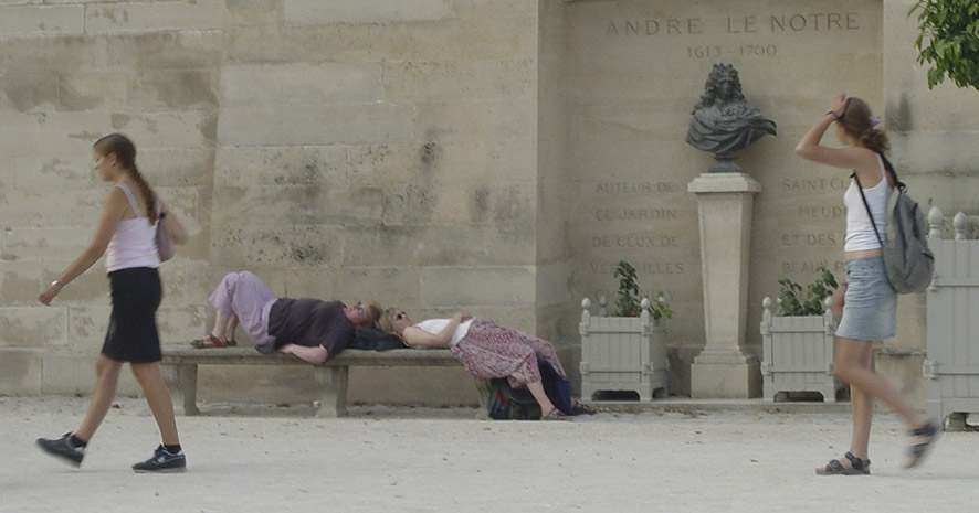 Two Tourists napping in Paris