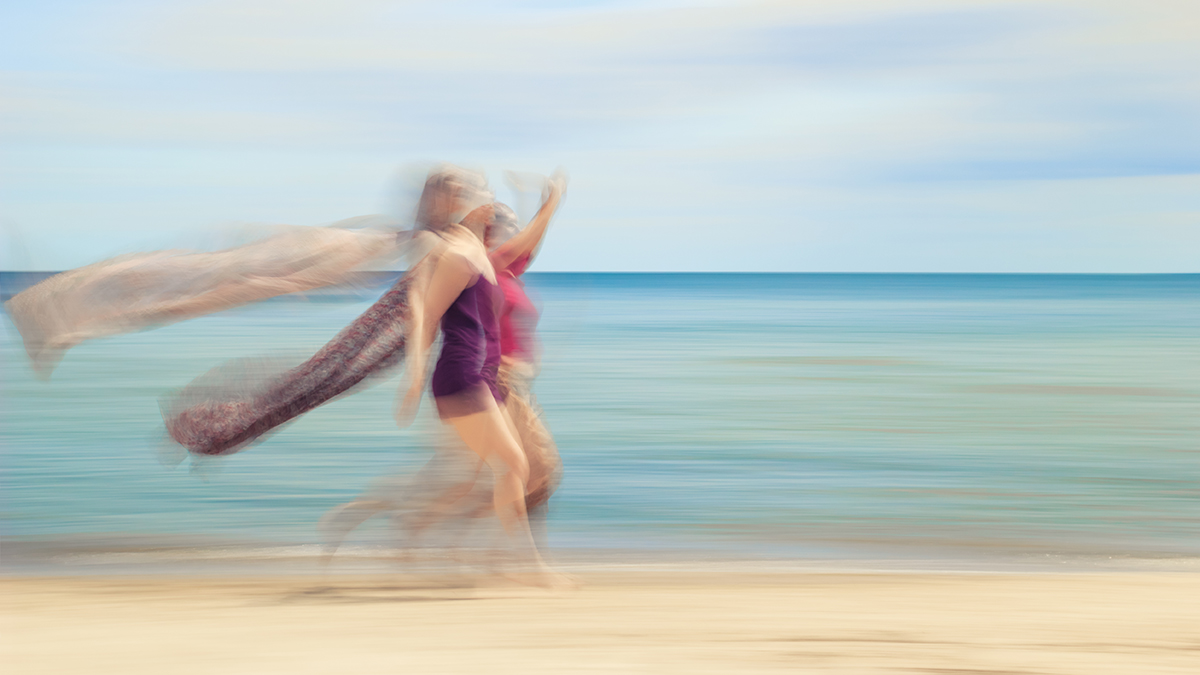 two women on beach #V