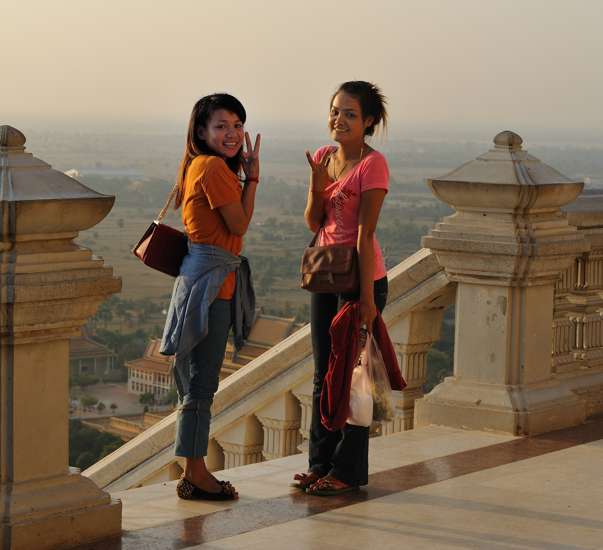 Two young shy girls