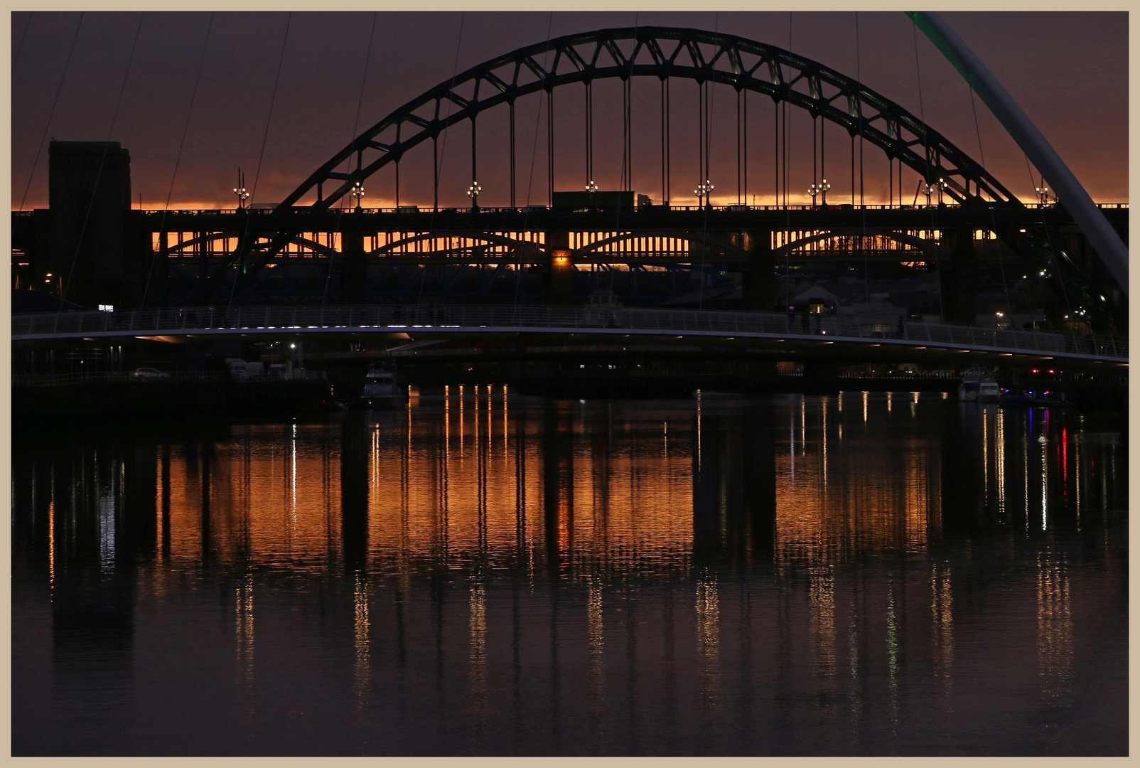 Tyne Bridges at evening 