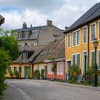 Typischer Straßenzug in Lund, Schweden