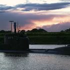 U 22 U-Boot der Bundesmarine in der Abenddämmerung auf dem Nord-Ostsee-Kanal