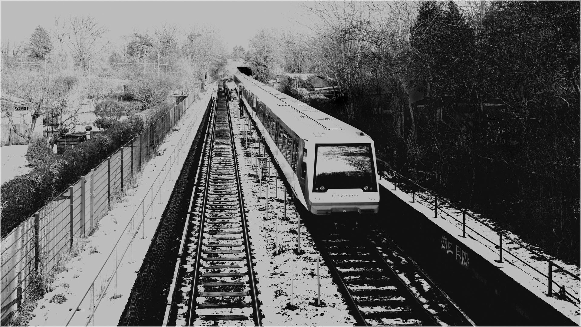 U-Bahn im Schnee zur Gartenstadt