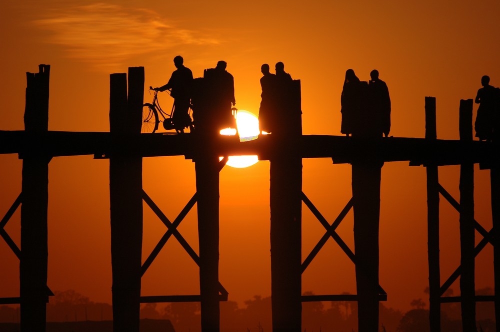 U-Bein Brücke bei Amarapura, Myanmar