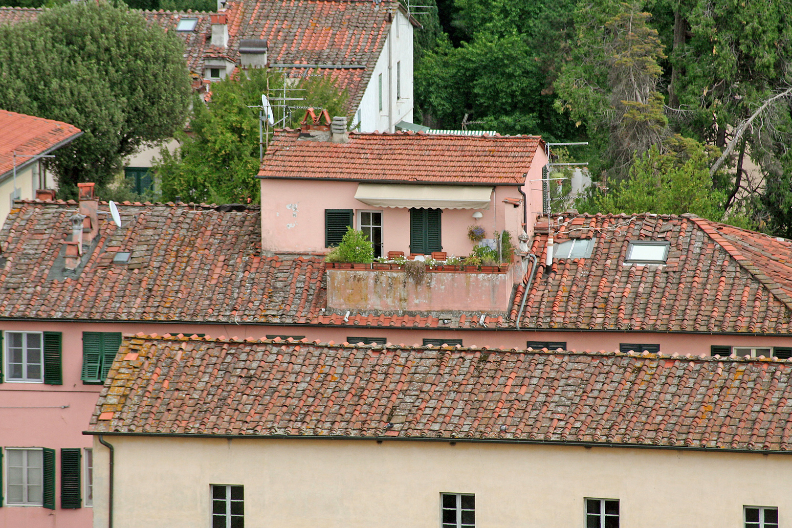 Über den Dächern von Luca VII, Toscana, Italien.