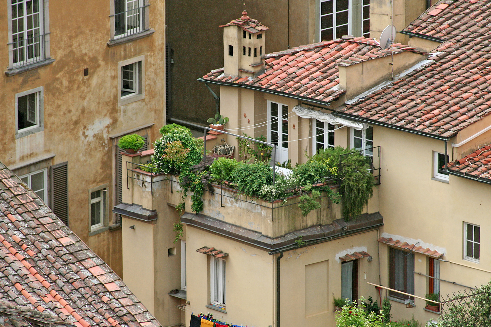 Über den Dächern von Luca X, Toscana, Italien.