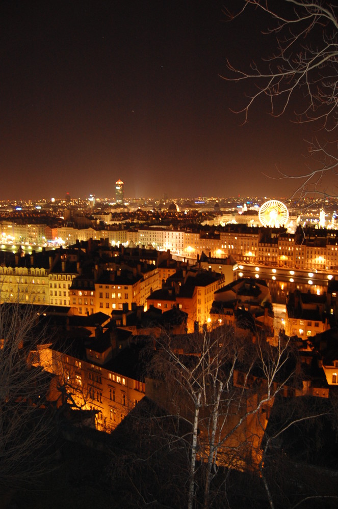 über den dächern von Lyon bei nacht