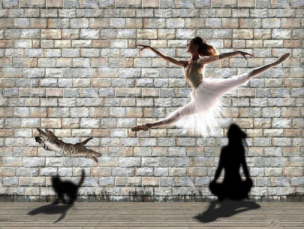 Über den eigenen Schatten springen Foto & Bild fotomontage, fantasy mystery, schattenspiele