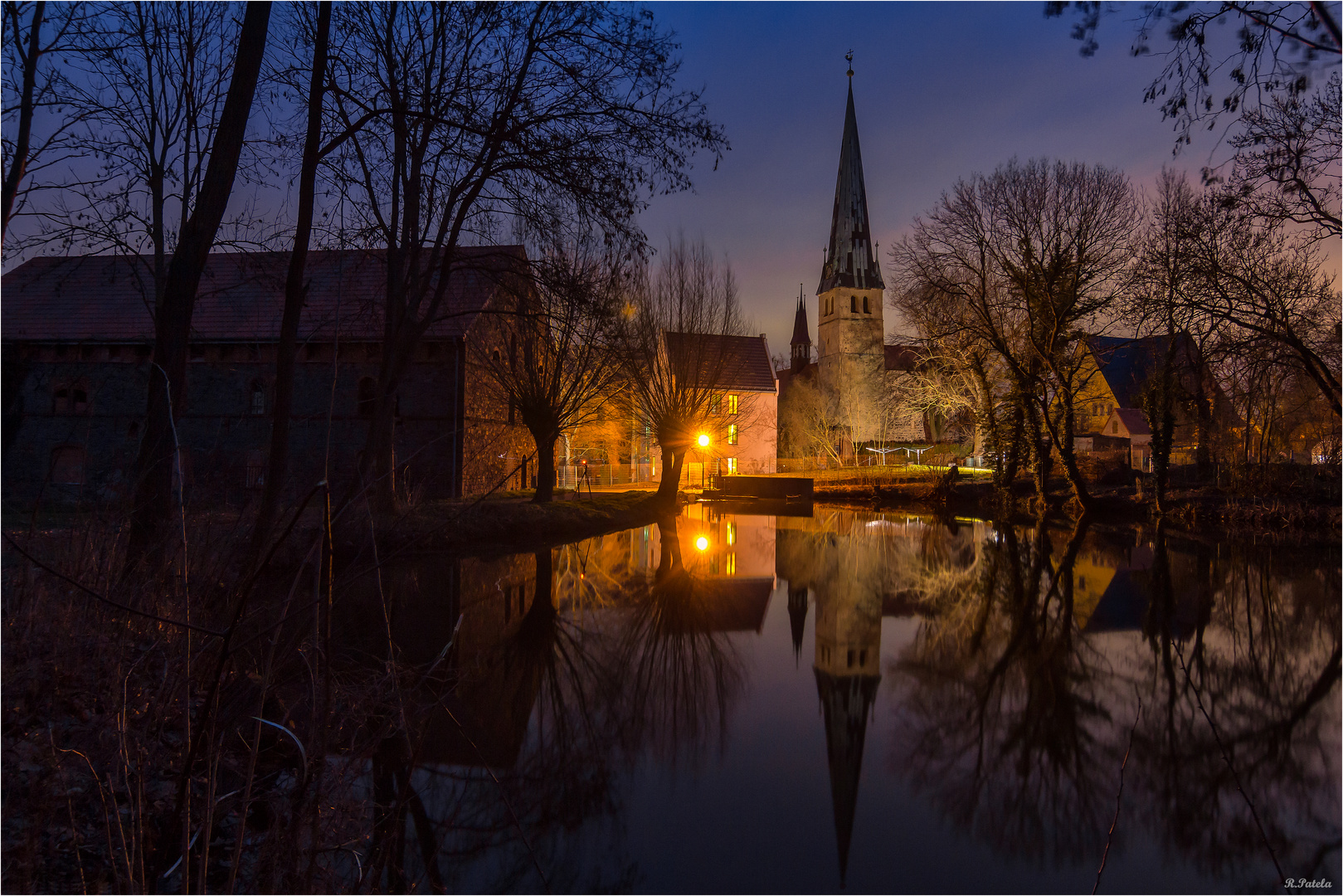 Über den Teich gesehen Foto & Bild nachtaufnahme, privat, blaue