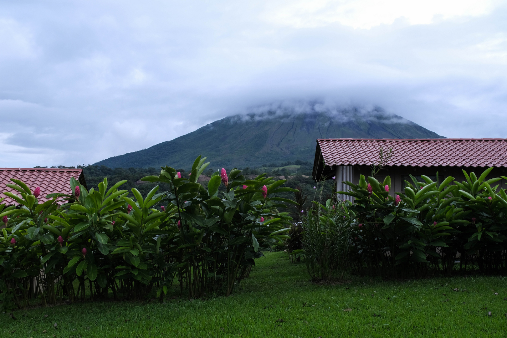 ...über die Dächer der Lodge zum Arenal geschaut...