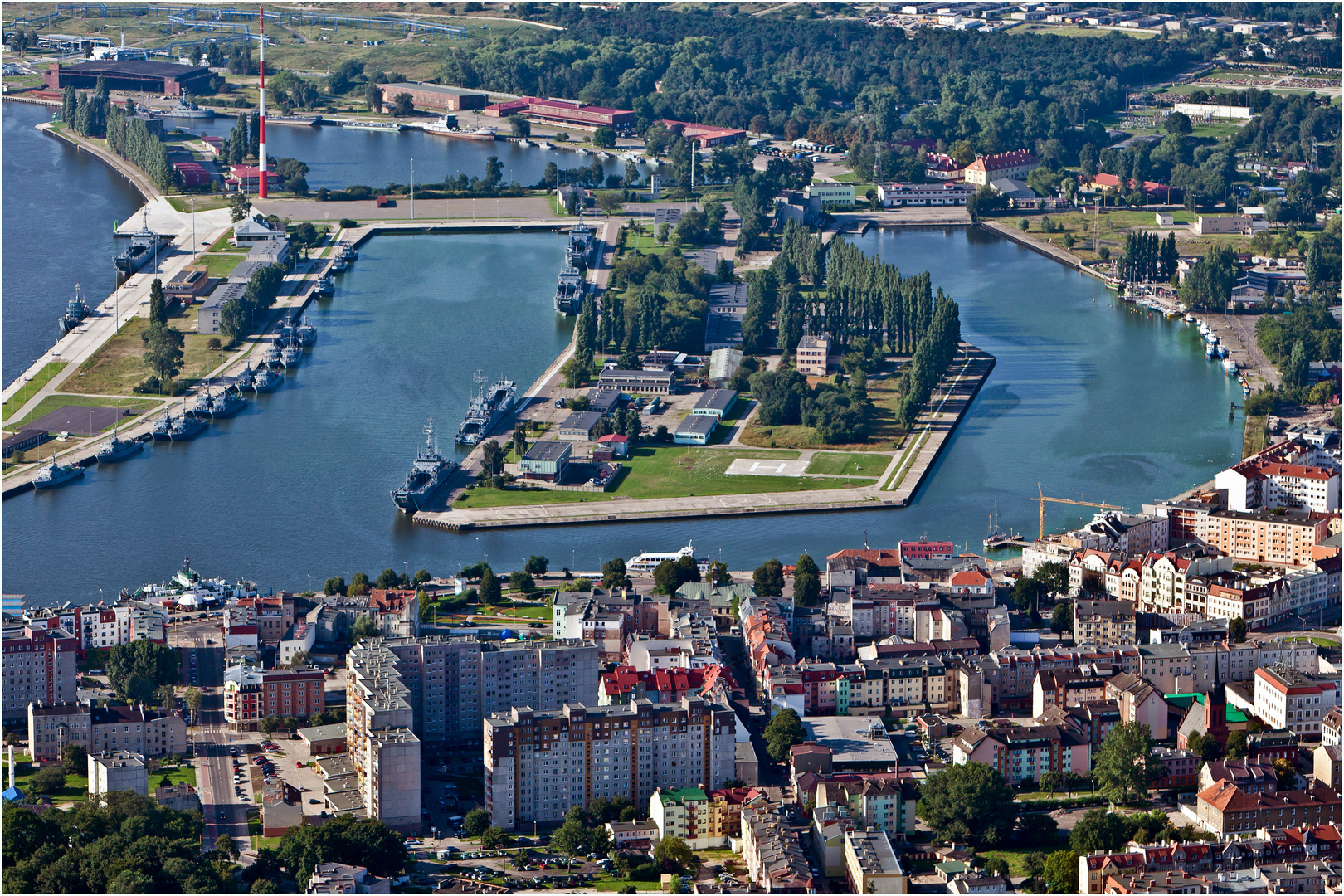 Überflug Hafen Swinemünde mit Kleinflugzeug 