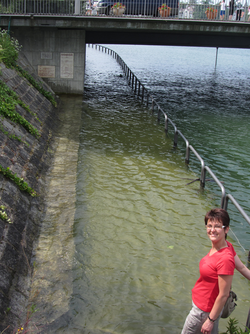 Überflutete Fußgängerunterführung in Lindau am Bodensee