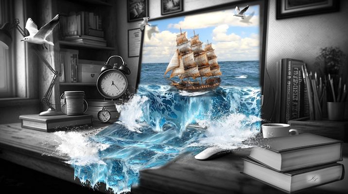 Überschwemmung im schwarzweißen Freitag