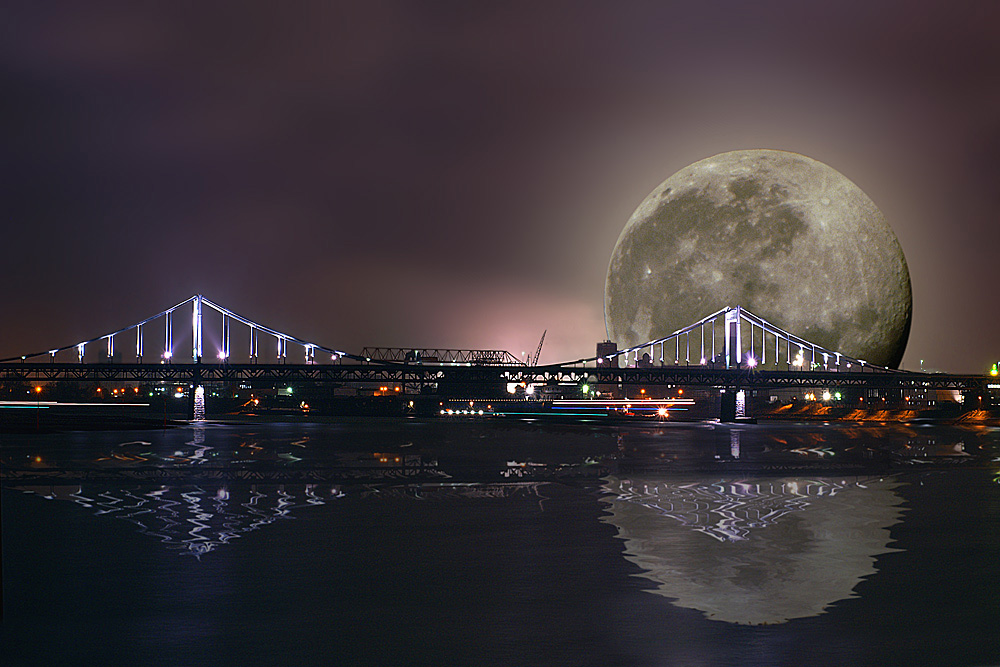 Uerdinger Hafen bei Nacht