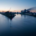 Uerdinger Hafeneinfahrt im Sonnenaufgang