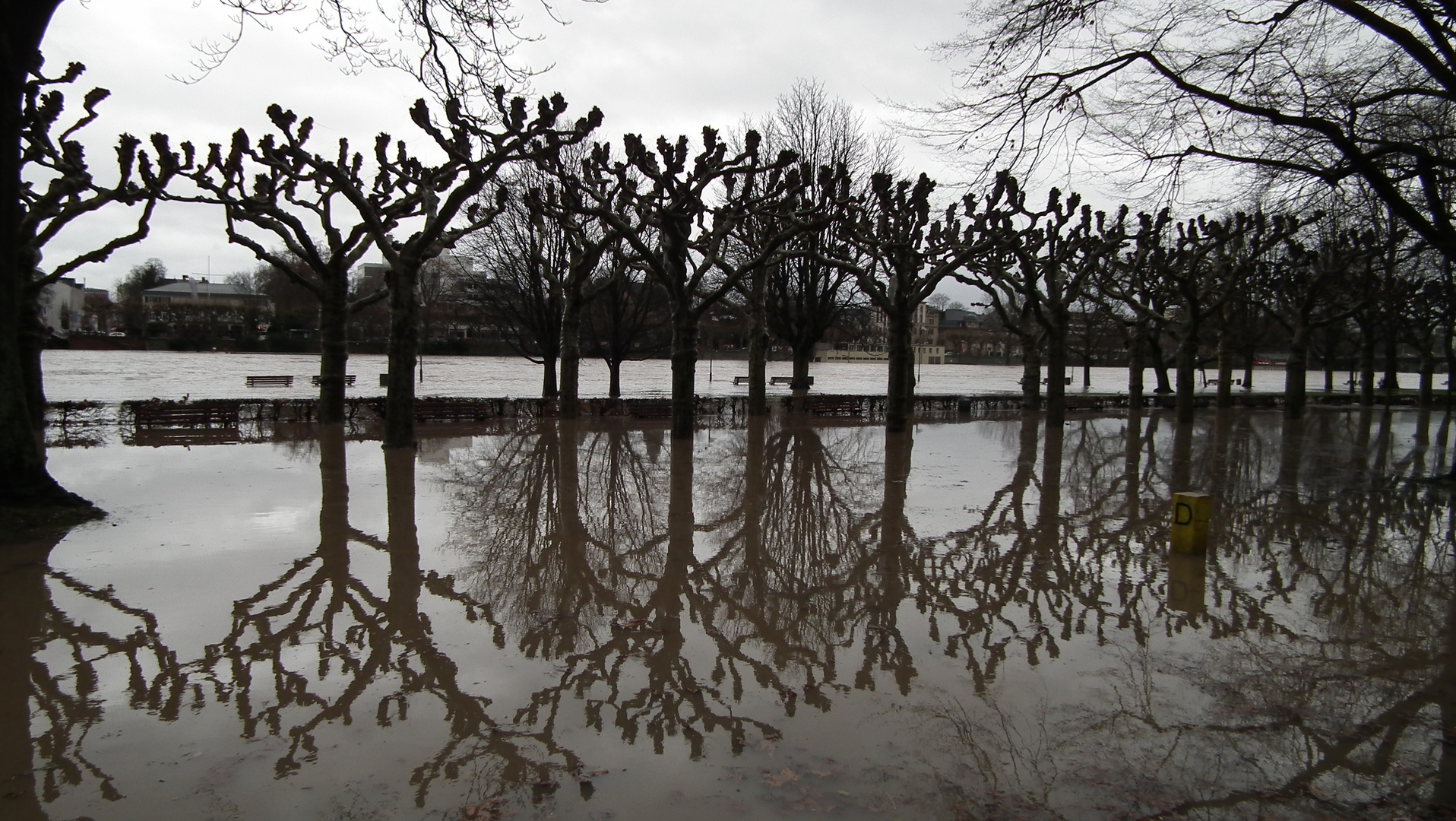 Uferpromenade unter Wasser