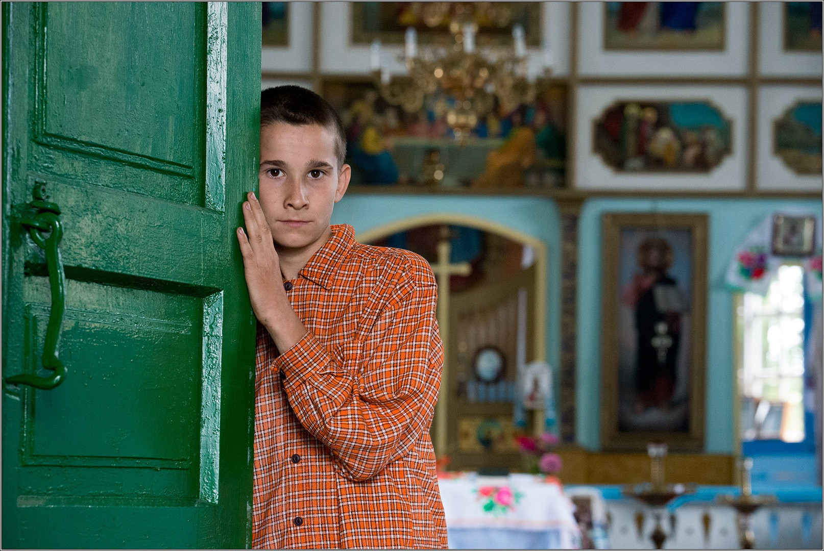 Ukraine. Eine Dorfkirche bei Tschernobil.