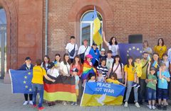 Ukrainer-Demonstration (Ausschnitt) in Germersheim 14.5.22