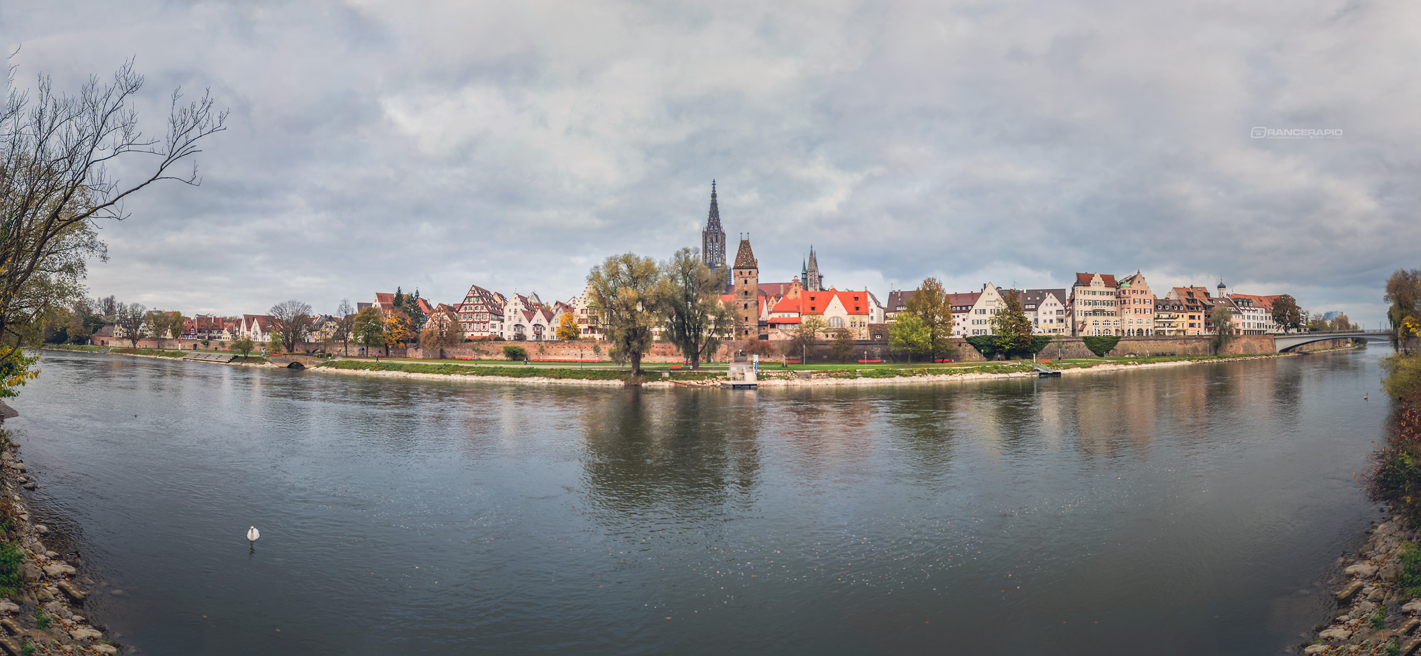 Ulm Panorama von Neu-Ulm über die Donau