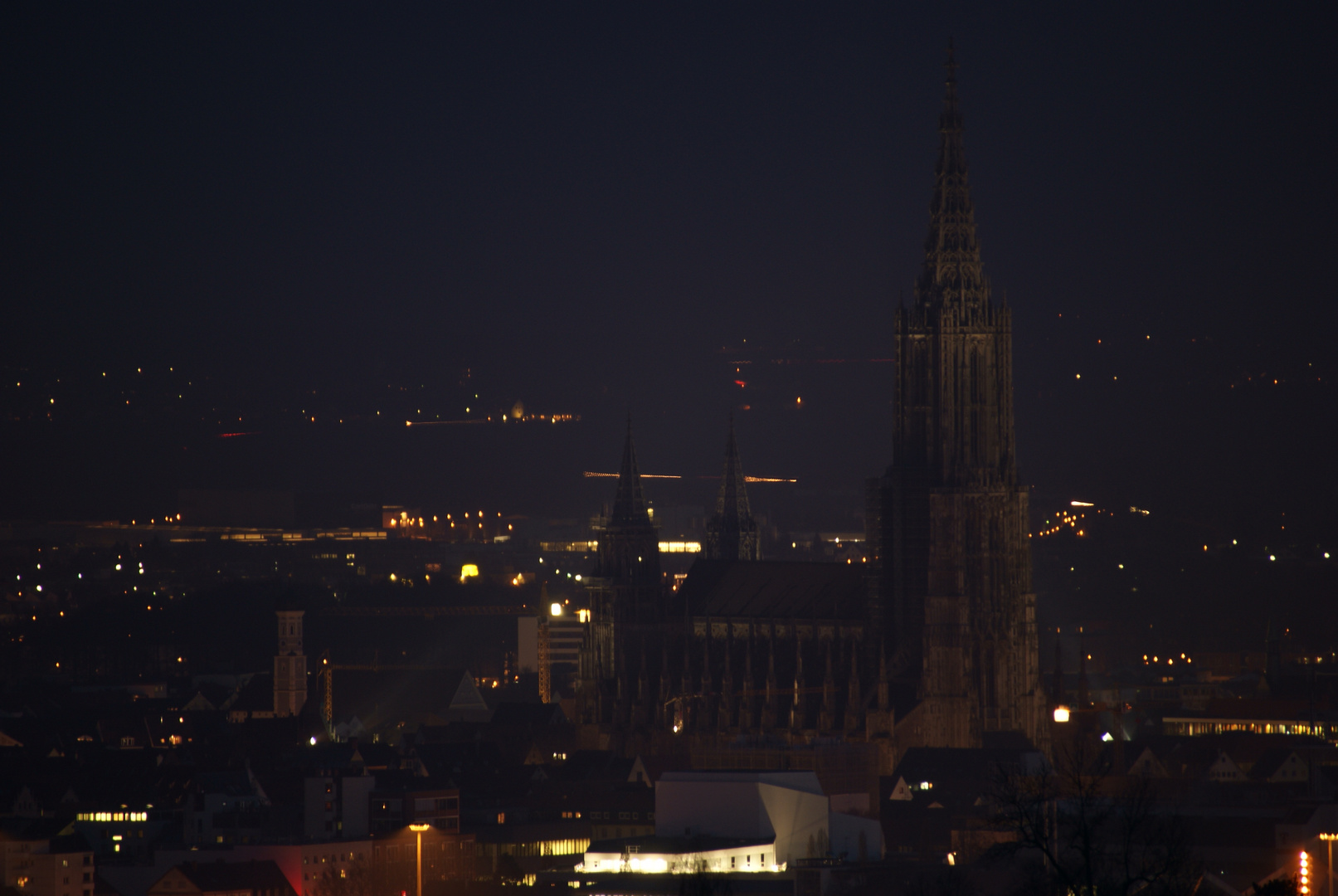 Ulmer Münster bei Nacht vom Eselsberg