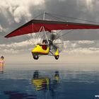 Ultraleichtflugzeug über dem Meer
