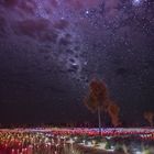 Uluru between Field of Light and Milky Way