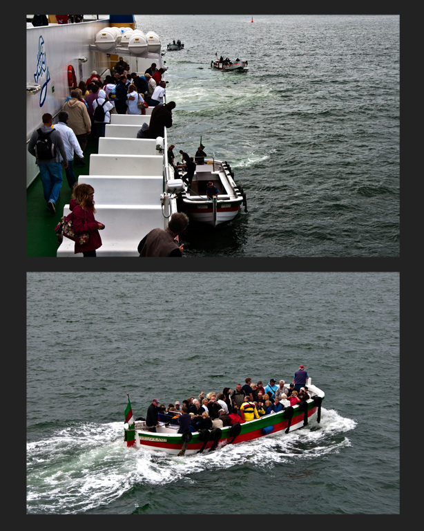 Umsteigen auf die Börteboote, nach Helgoland