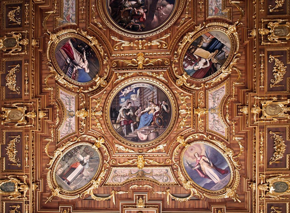Un autre détail du plafond de la Salle Dorée de l’Hôtel de ville de Augsbourg