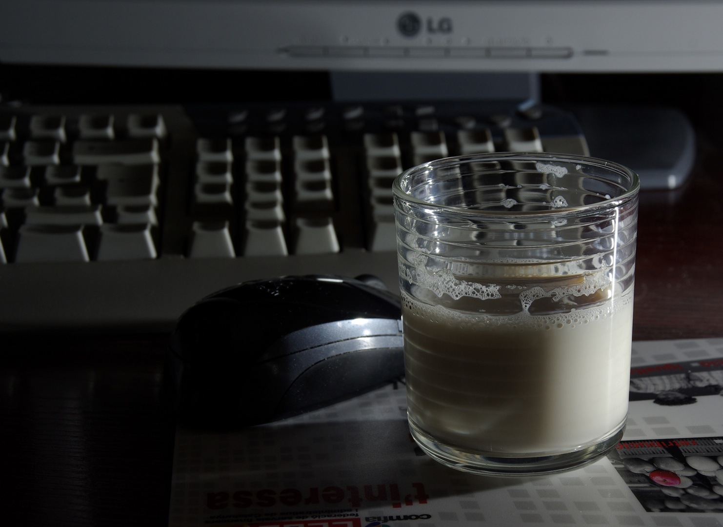 un descanso para tomar un vasito de leche de soja