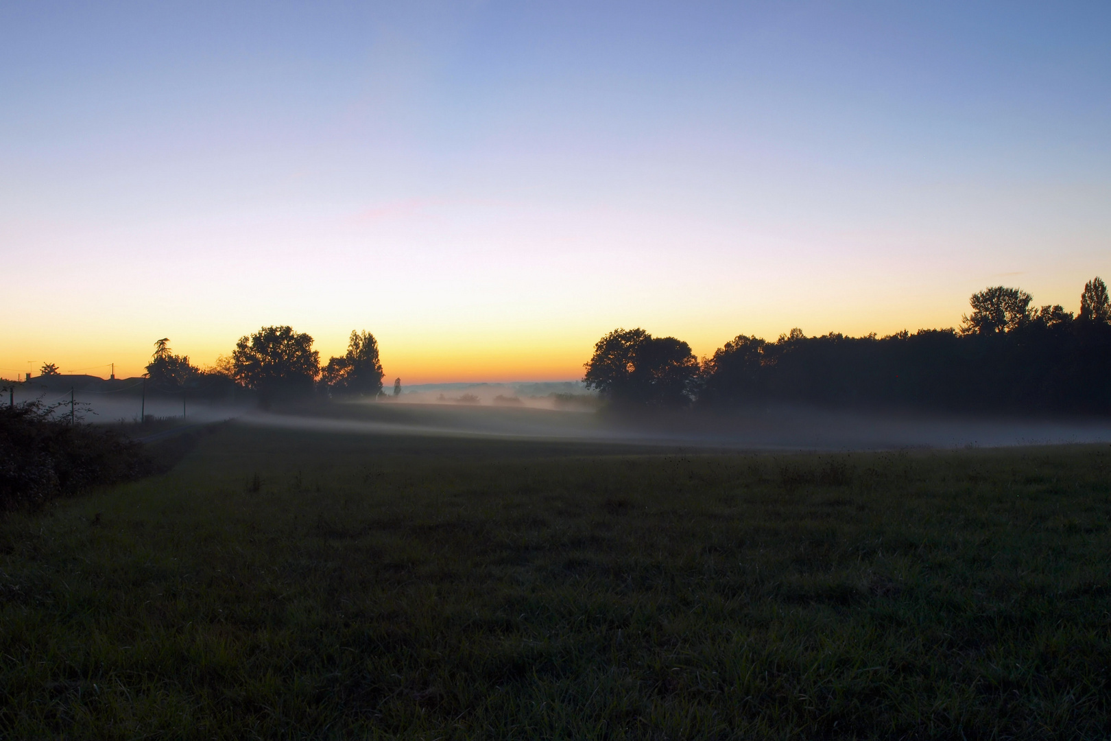 Un doux manteau de brouillard  enveloppe la campagne