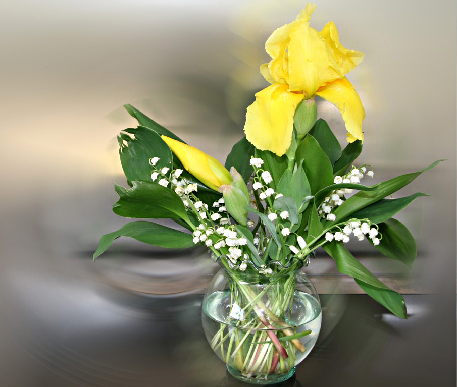 Un petit bouquet de muguet bien trempé