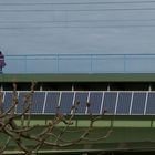 un pont dort, le soleil donne dans les panneaux